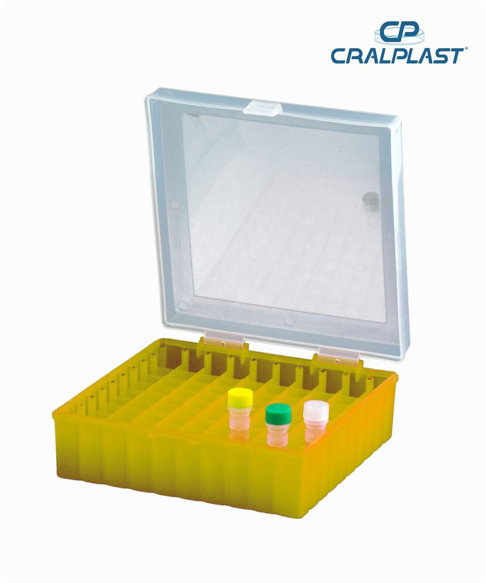 Criobox 100 tubos de 2mL tampa dobradica amarelo